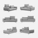 Aston Recliner Sofa, 210, Grey (with ottoman) [In-Stock x2]